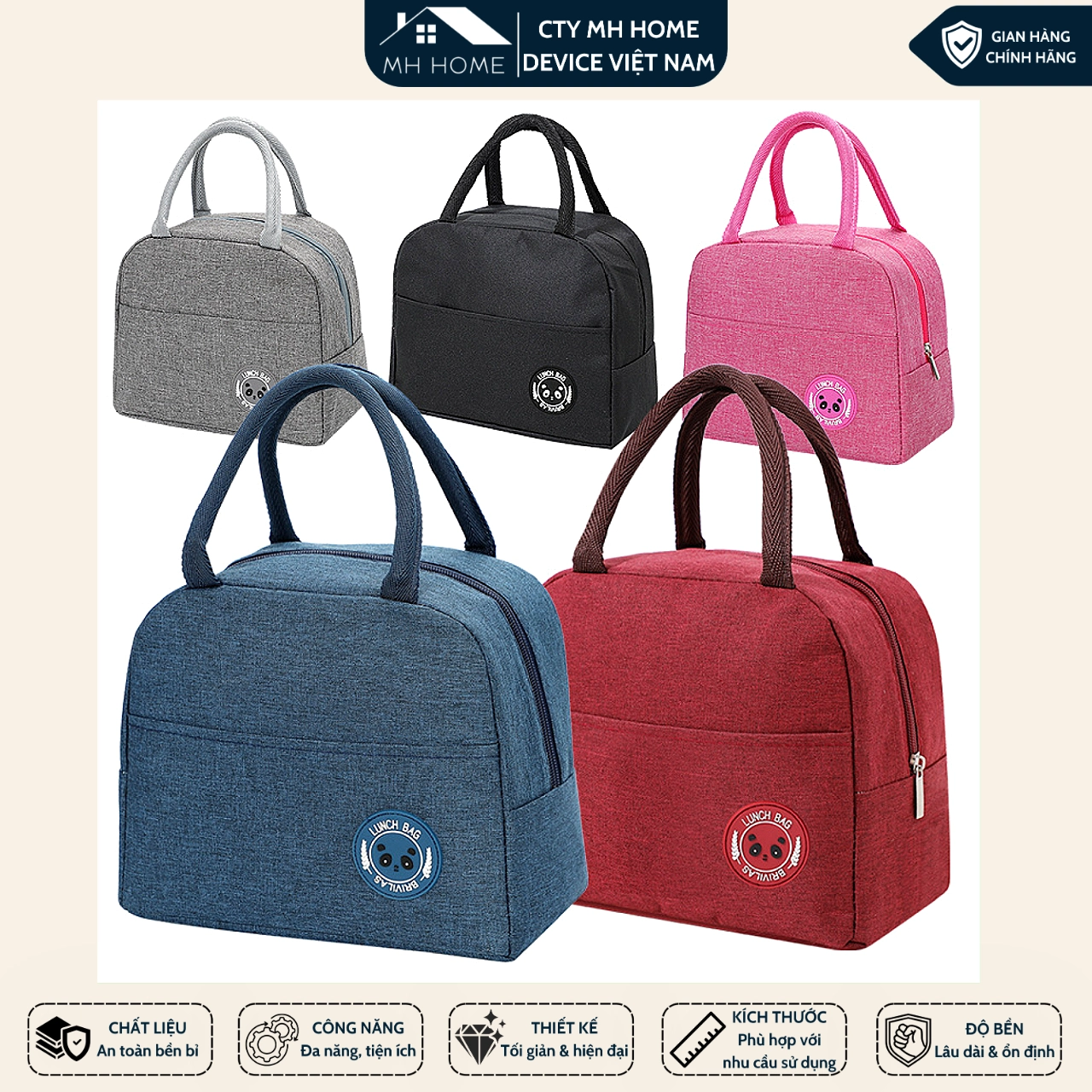 Túi Đựng Hộp Cơm Giữ Nhiệt Cao Cấp Lunch Bag Chống Thấm Nước  CHO DÂN VĂN PHÒNG- MH HOME